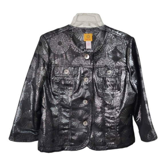 Ruby Rd Women's 3/4 Sleeve silver metallic jacket size 10 medium - Picture 1 of 8
